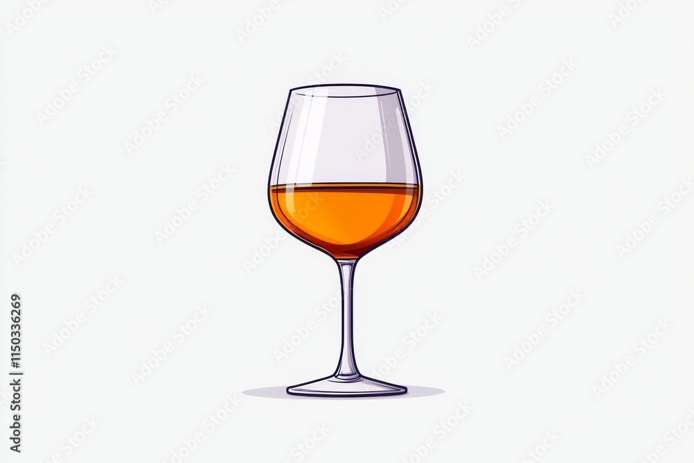A flat design of a wine glass with sparkling golden liquid, rendered in clean, modern aesthetics A flat design of a wine glass with sparkling golden liquid, rendered in clean, modern aesthetics