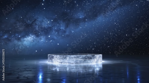 Wallpaper Mural Futuristic Night Scene with Glowing Circular Platform under Starry Sky Torontodigital.ca