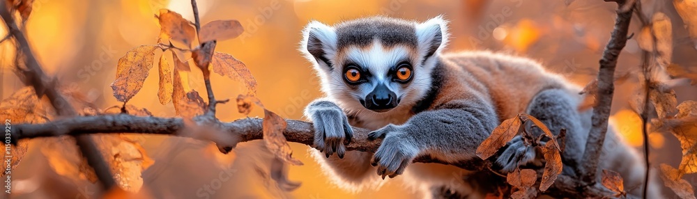 Obraz premium Witness the agile lemurs leaping across the trees in their Madagascar habitat, unique movements that highlight the essence of evolution This captivating image from the wild showcases the fascinating