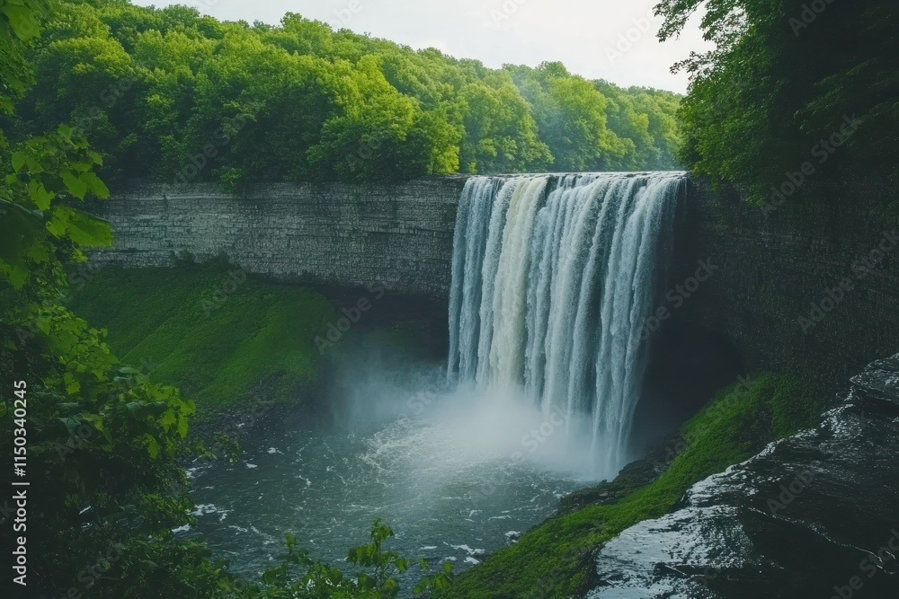 Serenity of a Majestic Waterfall in Nature Serenity of a Majestic Waterfall in Nature
