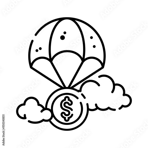 Made in uk Money Falling From The Sky: A Conceptual Illustration of Financial Windfall