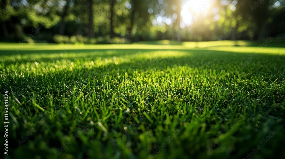 Lush Green Grass Under Soft Sunlight Lush Green Grass Under Soft Sunlight