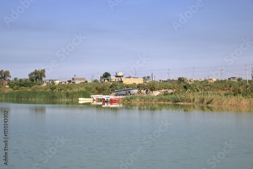 the Tigris river at the Euphrates and Tigris confluence, Shatt al-Arab, Al-Qurna, Basra, Iraq photo