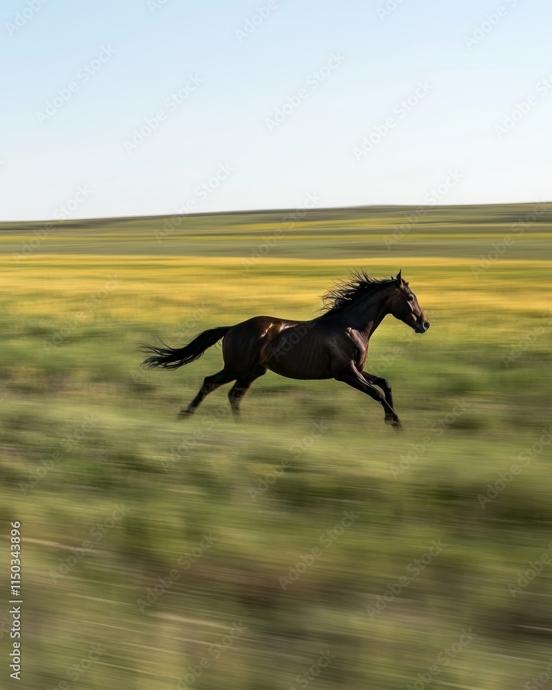 A horse gallops through a vibrant landscape, capturing the essence of freedom and nature. A horse gallops through a vibrant landscape, capturing the essence of freedom and nature.