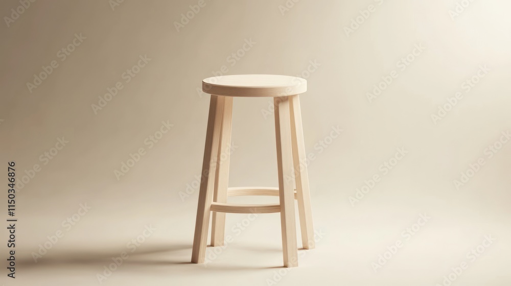 Minimalist wooden stool on beige background. Minimalist wooden stool on beige background.