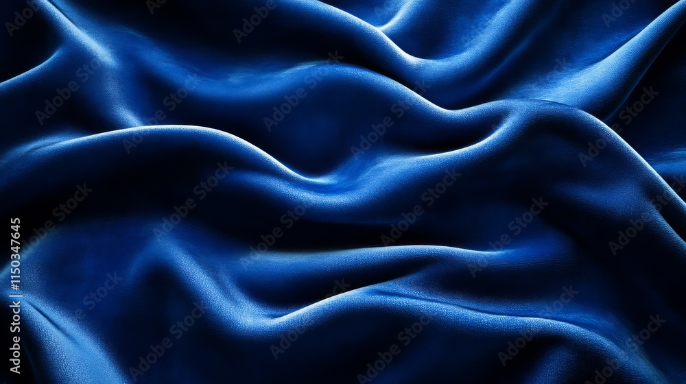 A close-up view of luxurious blue silk fabric, showcasing its smooth texture and elegant folds. A close-up view of luxurious blue silk fabric, showcasing its smooth texture and elegant folds.