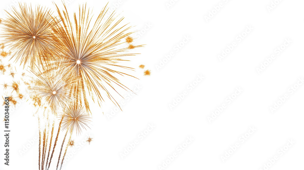 Obraz premium Golden fireworks in the sky on a white background