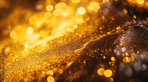 Abstract gold and brown bokeh background with blurred lights