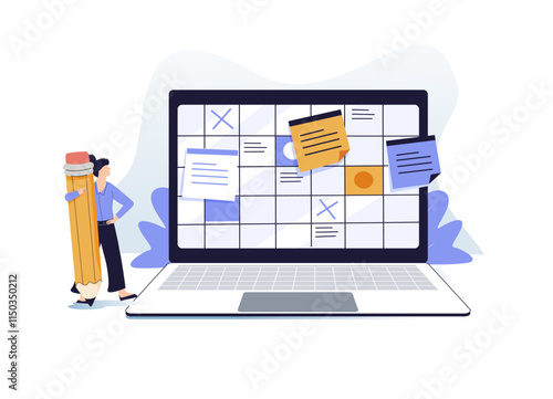 Business illustration set. Characters hiring new employees, planning human resources and schedule to increase