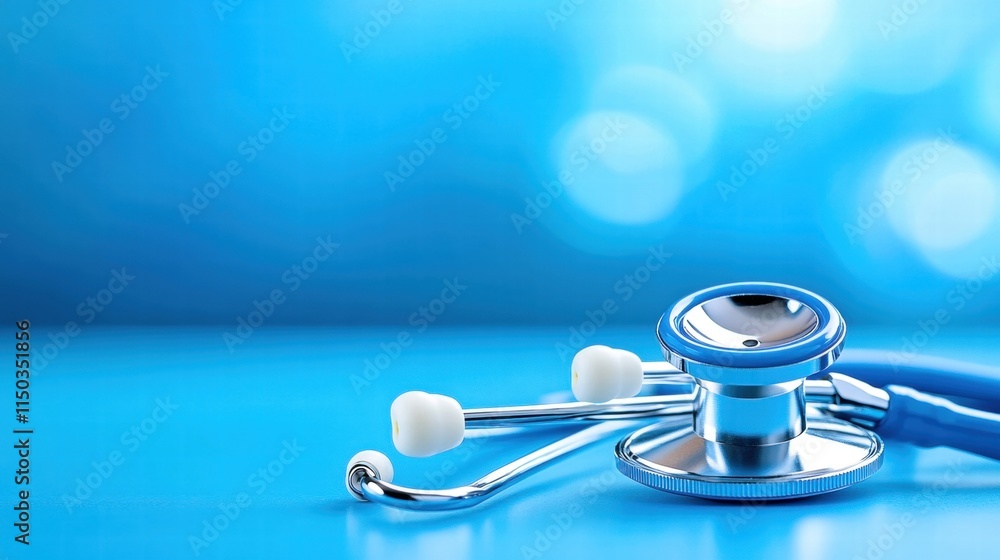 Stethoscope on a blue background with soft bokeh effect. Stethoscope on a blue background with soft bokeh effect.