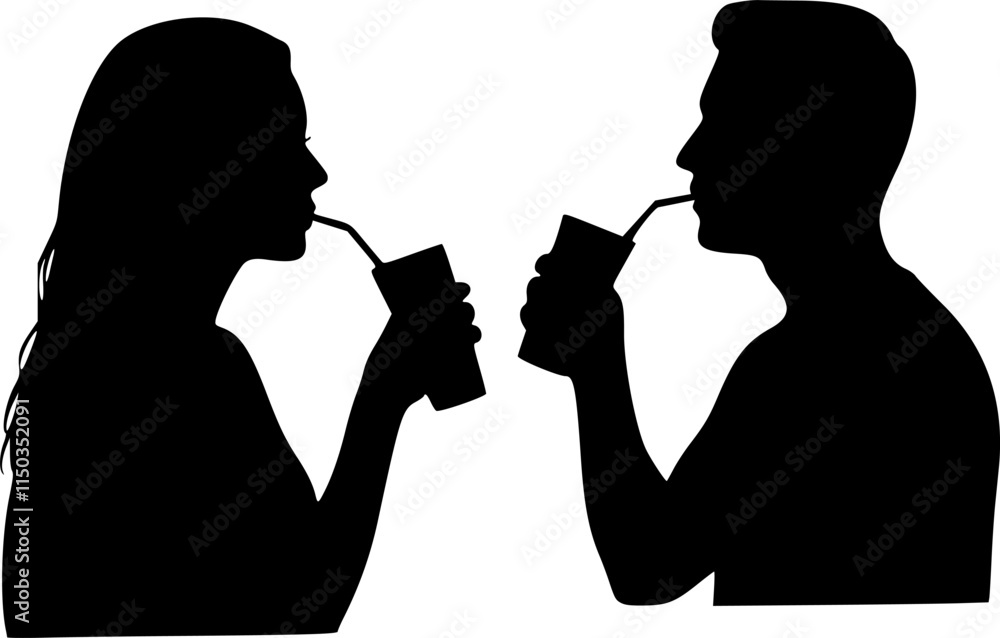 man and woman drinking silhouette vector, on white background. vector illustration design. man and woman drinking silhouette vector, on white background. vector illustration design.