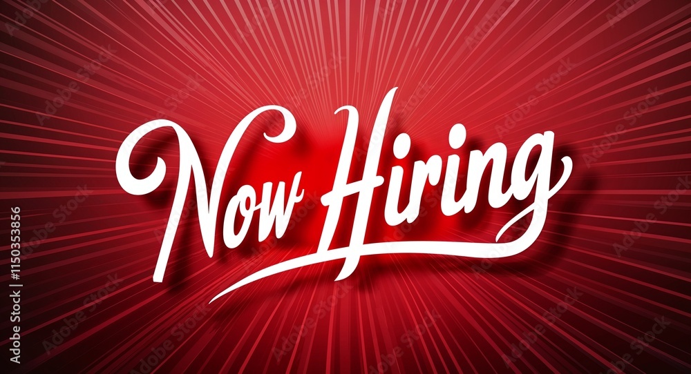 now hiring white calligraphic lettering on red gradient luxury concept background now hiring white calligraphic lettering on red gradient luxury concept background