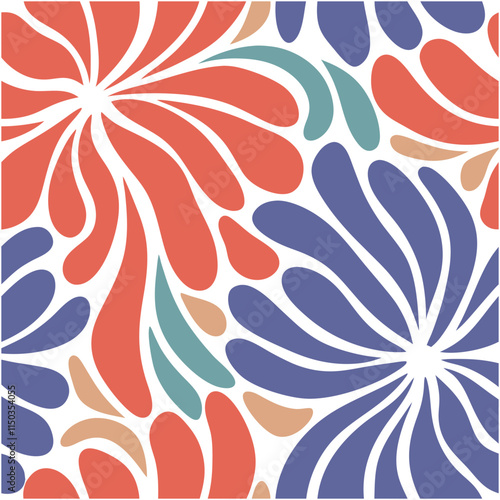 Abstract seamless flowers pattern, Vector illustration wildflower on colors background.