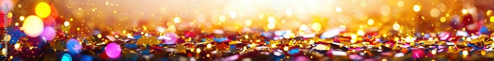 Fototapeta premium Bright Golden Glitter and Colorful Bokeh Light Background