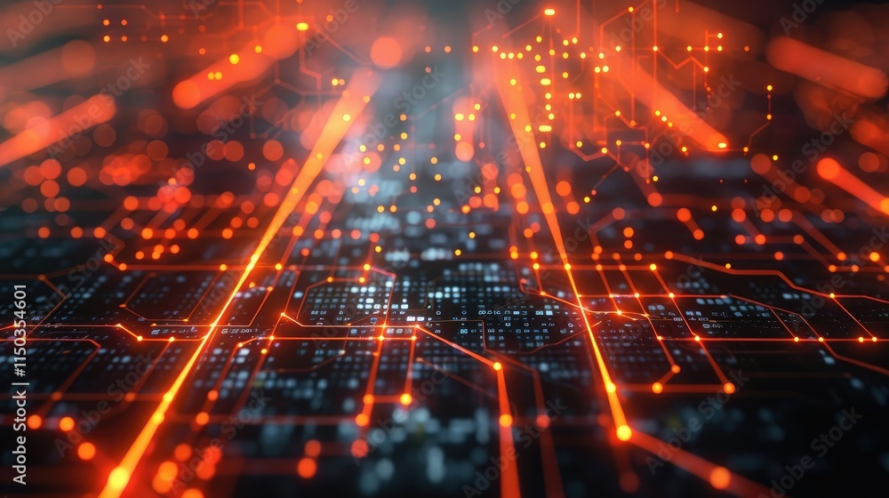 Glowing digital grid representing a data network Glowing digital grid representing a data network