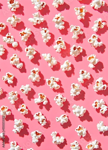 Close up of freshly made pop corn pattern, generative AI. photo