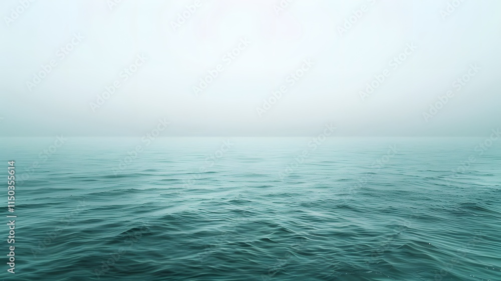 Obraz premium Serene teal ocean waves under a misty sky