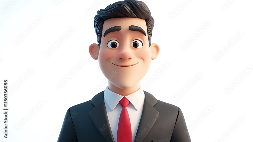 Businessman smiling studio 3d animation bright background close-up Businessman smiling studio 3d animation bright background close-up