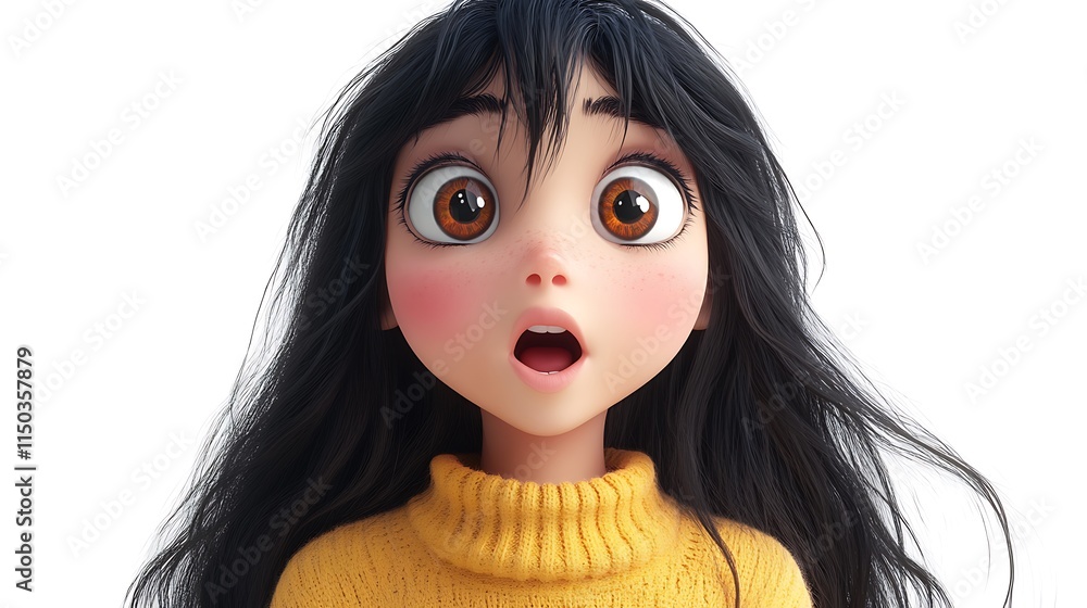 Fototapeta premium Surprised character expression in studio animation close-up