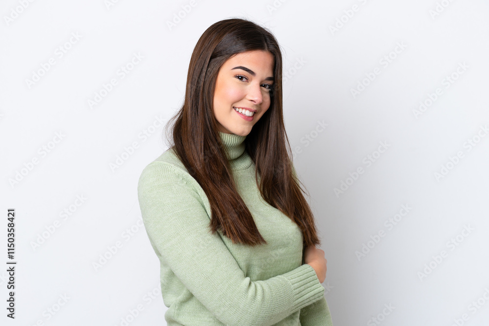 Young Brazilian woman isolated on white background laughing Young Brazilian woman isolated on white background laughing