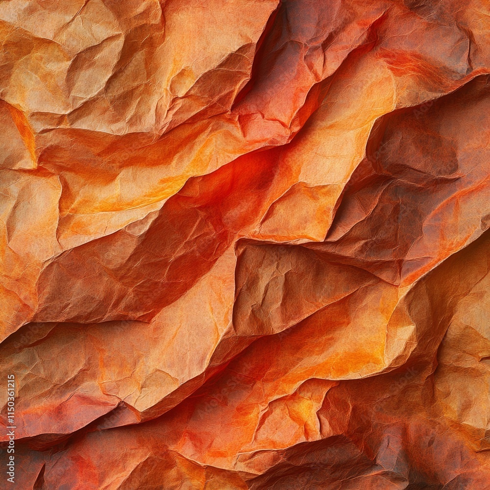 Wrinkled paper texture in warm colors. Wrinkled paper texture in warm colors.