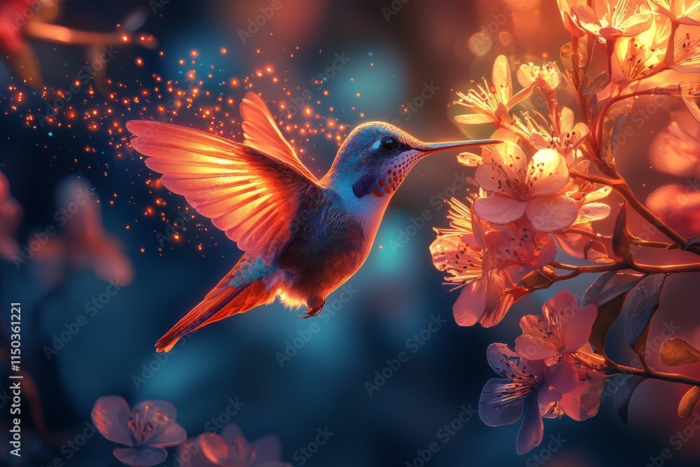 colorful hummingbird hovering colorful hummingbird hovering
