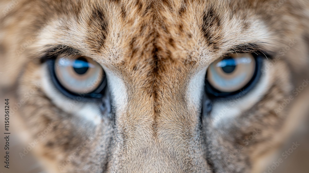 Obraz premium A close up of a lion's face with blue eyes