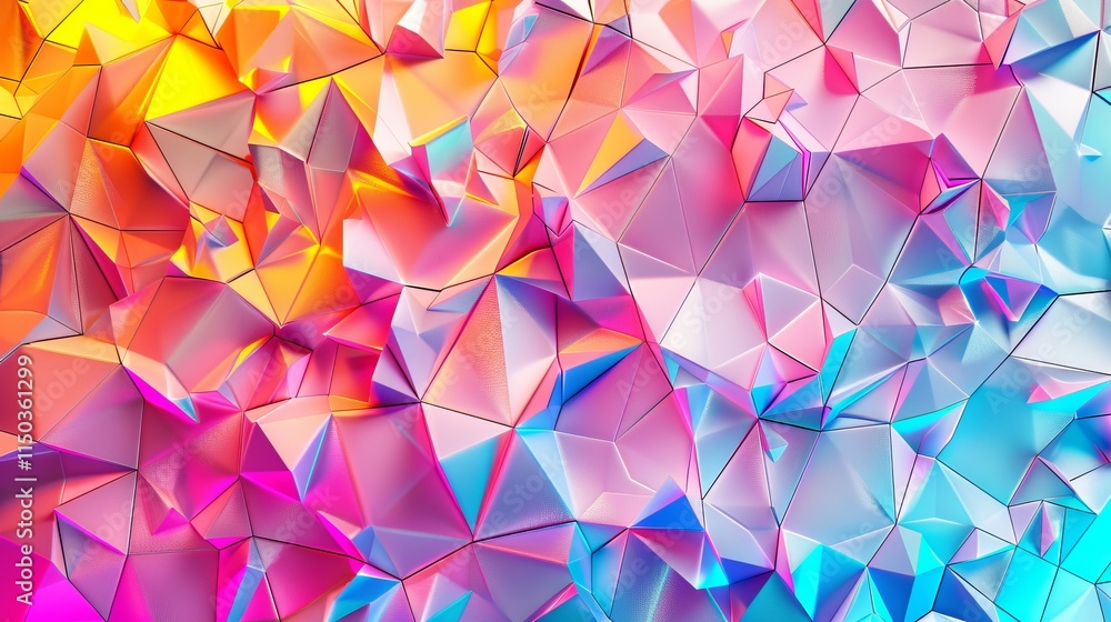 Neon Polygon Chaos on White Neon Polygon Chaos on White