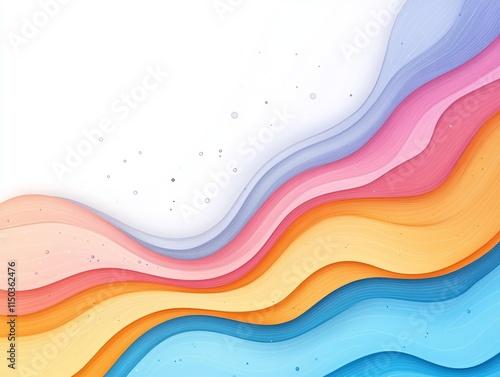 Abstract colorful wave shapes on a white background