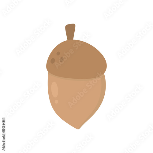 acorn oak tree fruit flat design vector illustration.