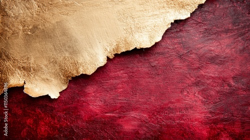 A red and gold background with a gold foil texture