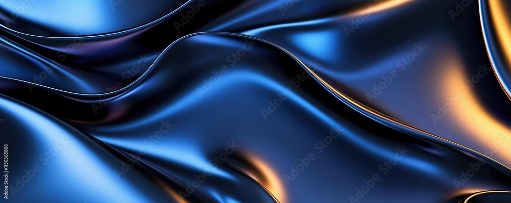 Obraz premium Glossy Blue Silk Fabric Draped Flowing Textures for Backdrop