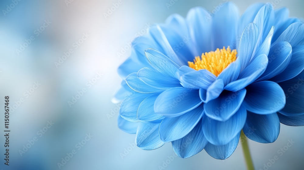 Fototapeta premium A close up of a blue flower with a yellow center