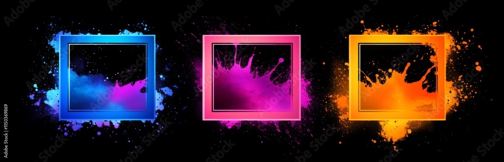 Obraz premium Colorful frame collection on transparent backdrop for creative designs, isolated set for vibrant and dynamic compositions