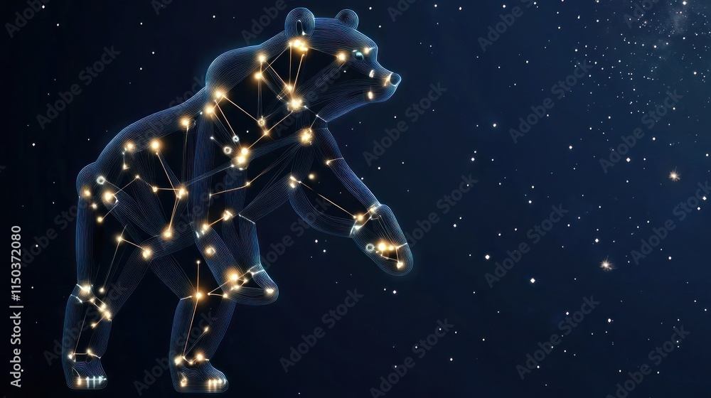 Ursa Major constellation, bear shaped stars in night sky. Ursa Major constellation, bear shaped stars in night sky.