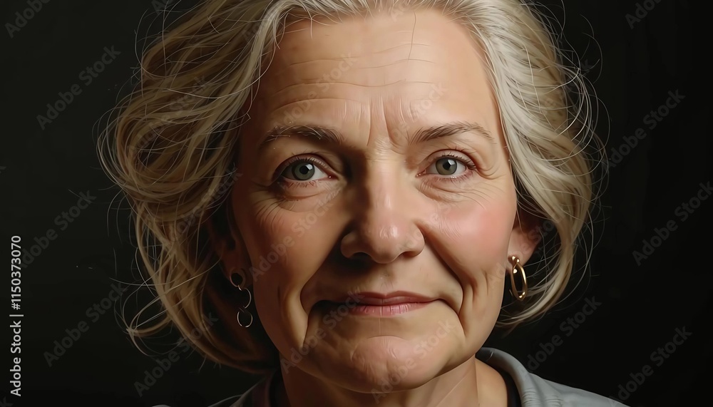 Picturesque very realistic portrait of an elderly woman close-up Picturesque very realistic portrait of an elderly woman close-up