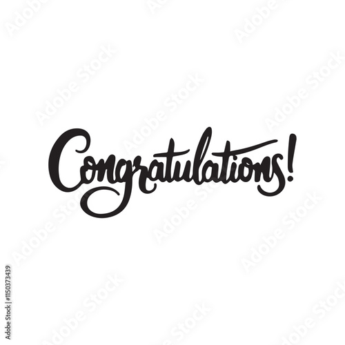 Hand drawn"Congratulations"lettering. Calligraphy text isolated on white background. Vector illustration lettering design. 