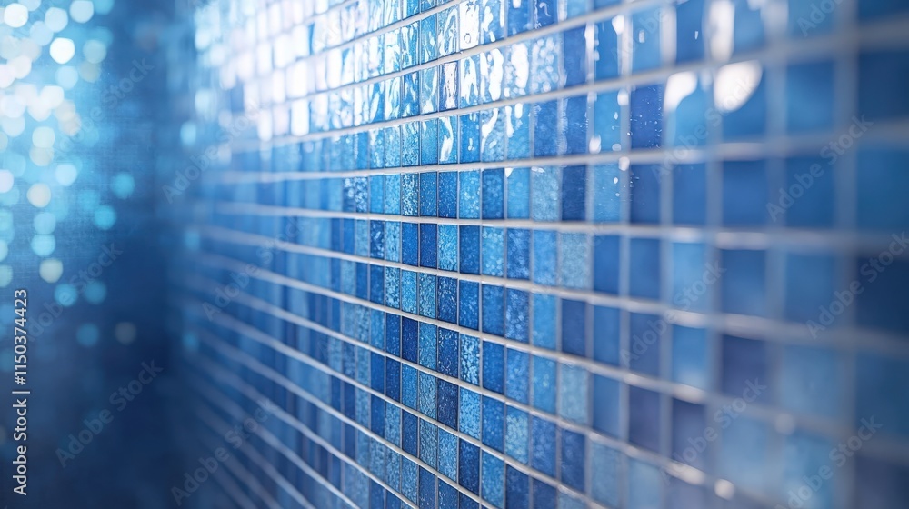 Beautiful blue mosaic tiles create a serene atmosphere in a modern setting Beautiful blue mosaic tiles create a serene atmosphere in a modern setting