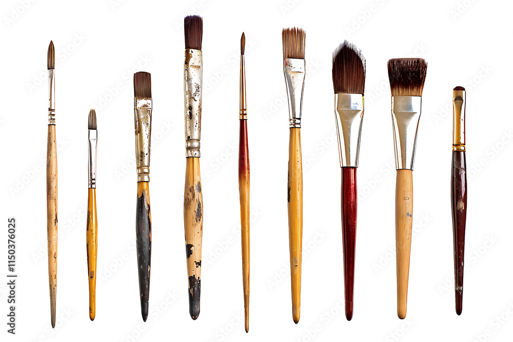 Set of artist's paint brushes on transparent background. high resolution PNG file Set of artist's paint brushes on transparent background. high resolution PNG file