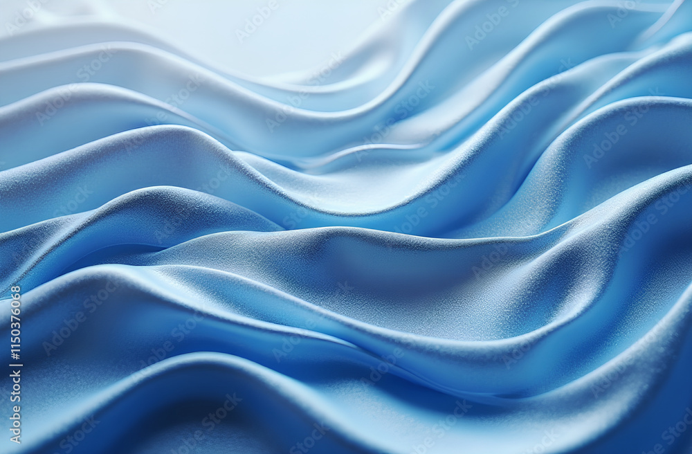 Obraz premium Flowing Ribbon-Like Lines in Metallic Silver and Blue, Creating Movement and Depth