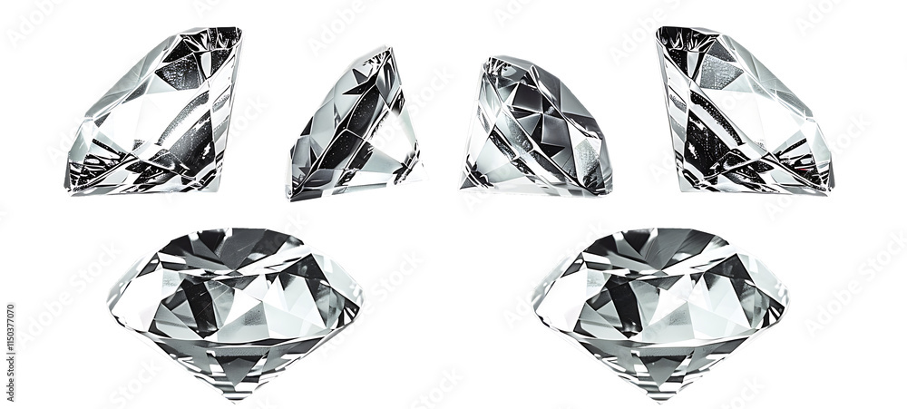 Isolated multiple cut diamonds shimmer on a reflective transparent background. high resolution PNG file Isolated multiple cut diamonds shimmer on a reflective transparent background. high resolution PNG file