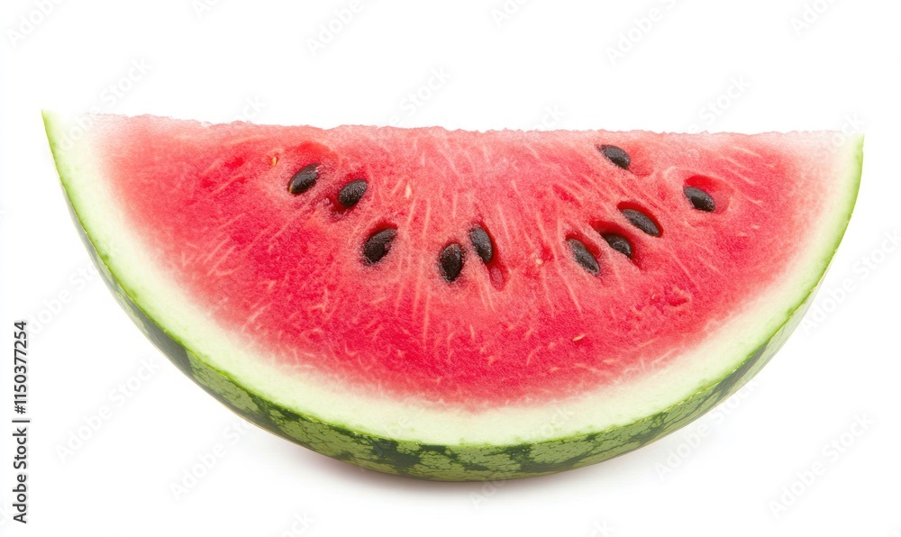 A fresh slice of watermelon showcasing its juicy red flesh and black seeds. A fresh slice of watermelon showcasing its juicy red flesh and black seeds.