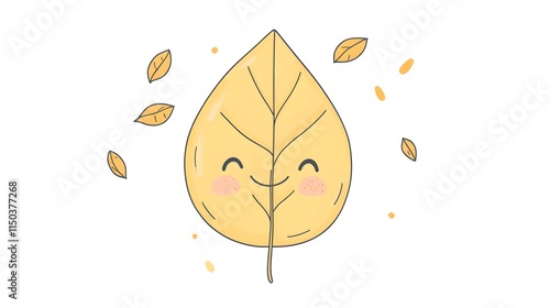 Happy Autumn Leaf With Small Falling Leaves photo