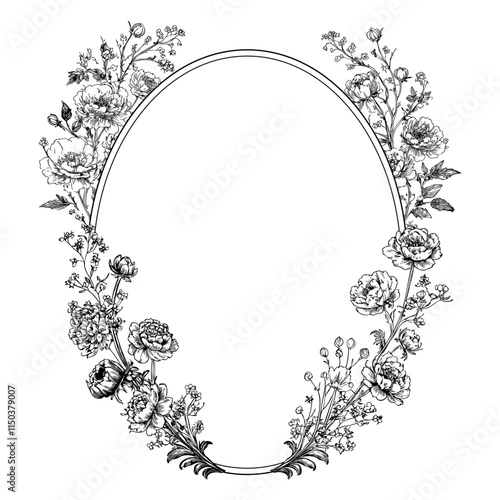 Oval wedding crest logo floral monogram design