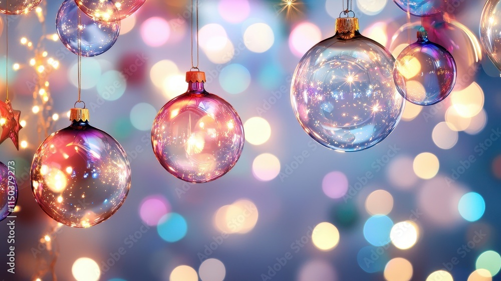 Dreamy Festive Setup with Translucent Bubbles and Soft Lights Dreamy Festive Setup with Translucent Bubbles and Soft Lights