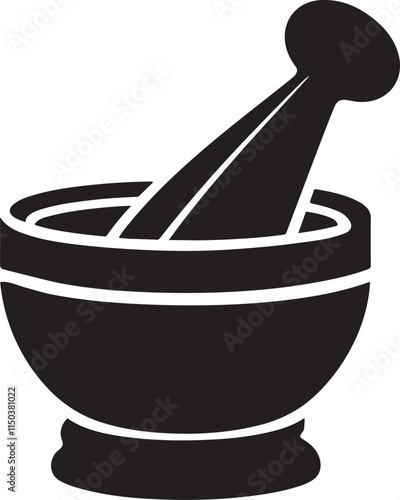 A Silhouette Illustration of Mortar and Pestle for Grinding Spices