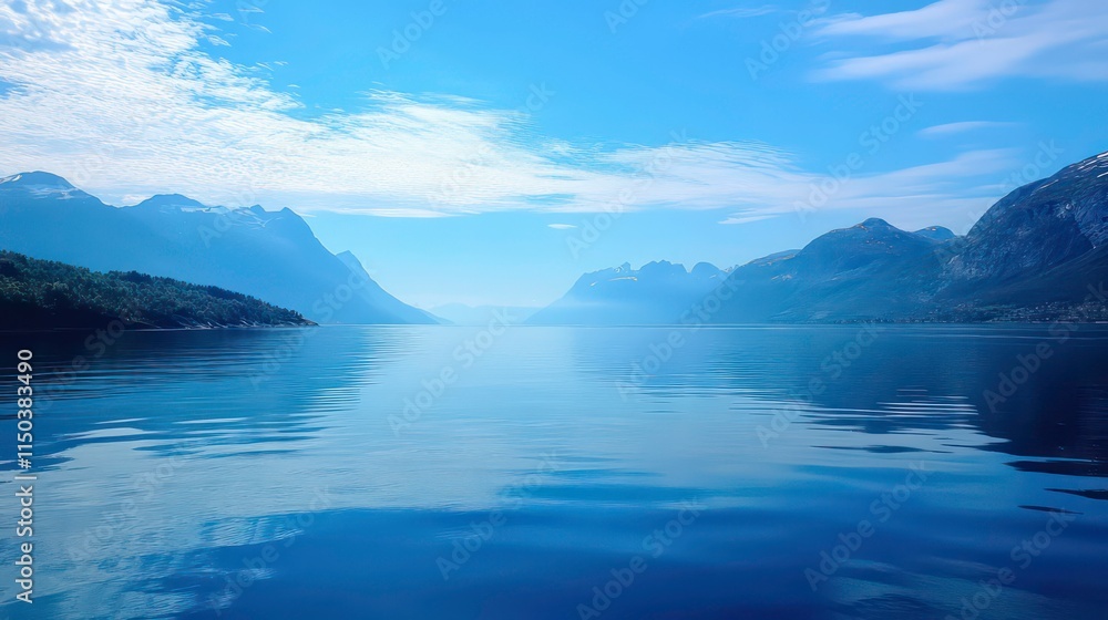 The image is of a calm body of water with a blue color The image is of a calm body of water with a blue color