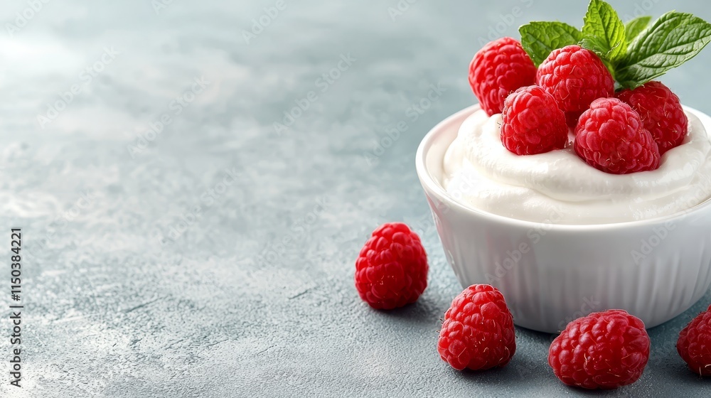 A bowl of whipped cream with raspberries on top of it A bowl of whipped cream with raspberries on top of it