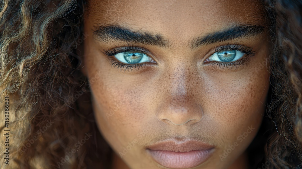 A close up of a woman with freckles on her face A close up of a woman with freckles on her face