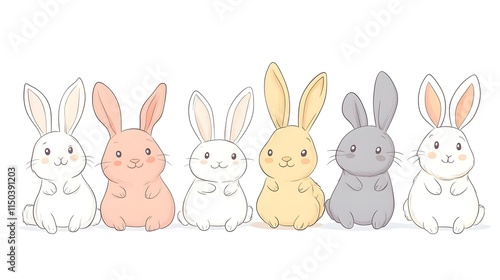 Five Adorable Bunnies Sitting in a Row photo